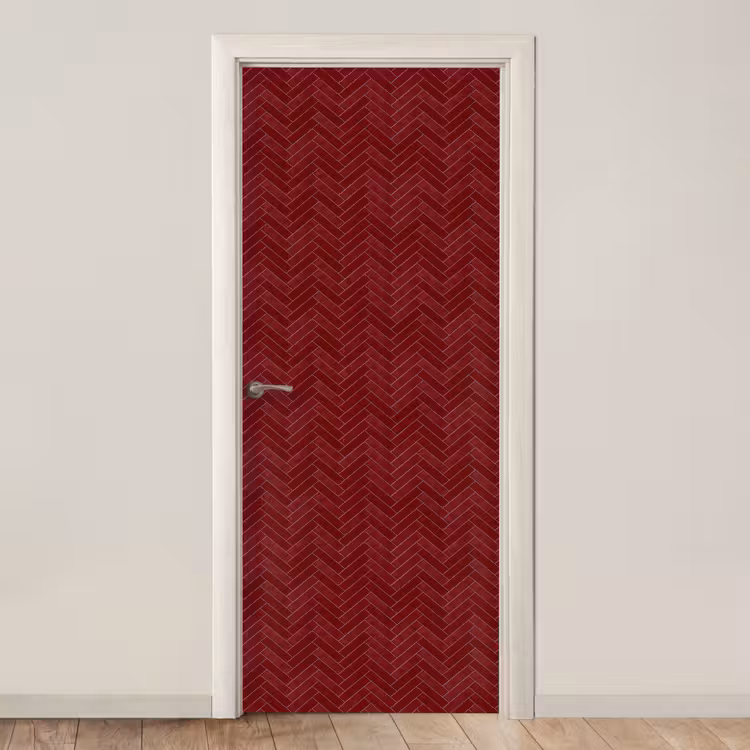 Deursticker - Visgraat - Wandtegel - Bordeaux - Rood — 1