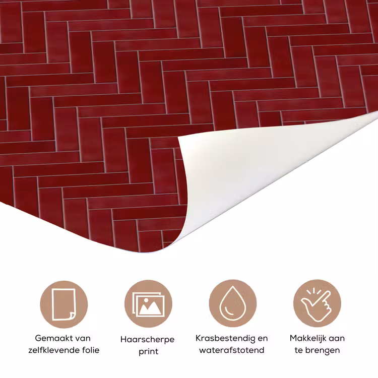 Deursticker - Visgraat - Wandtegel - Bordeaux - Rood — 3