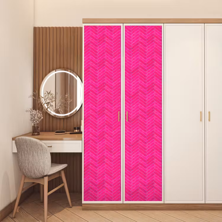 Deursticker - Visgraat - Wandtegel - Fuchsia - Roze — 5