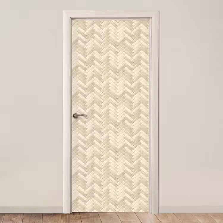 Deursticker - Visgraat - Wandtegel - Licht Beige — 1