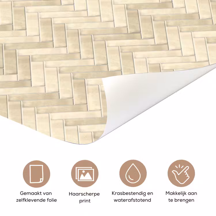 Deursticker - Visgraat - Wandtegel - Licht Beige — 3