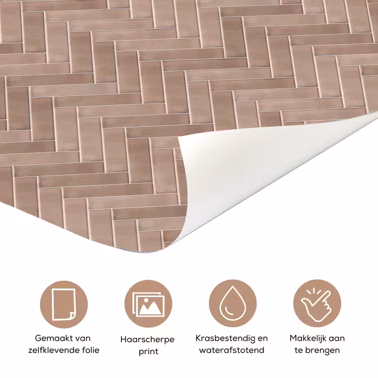 Deursticker - Visgraat - Wandtegel - Oudroze - Terracotta — 3