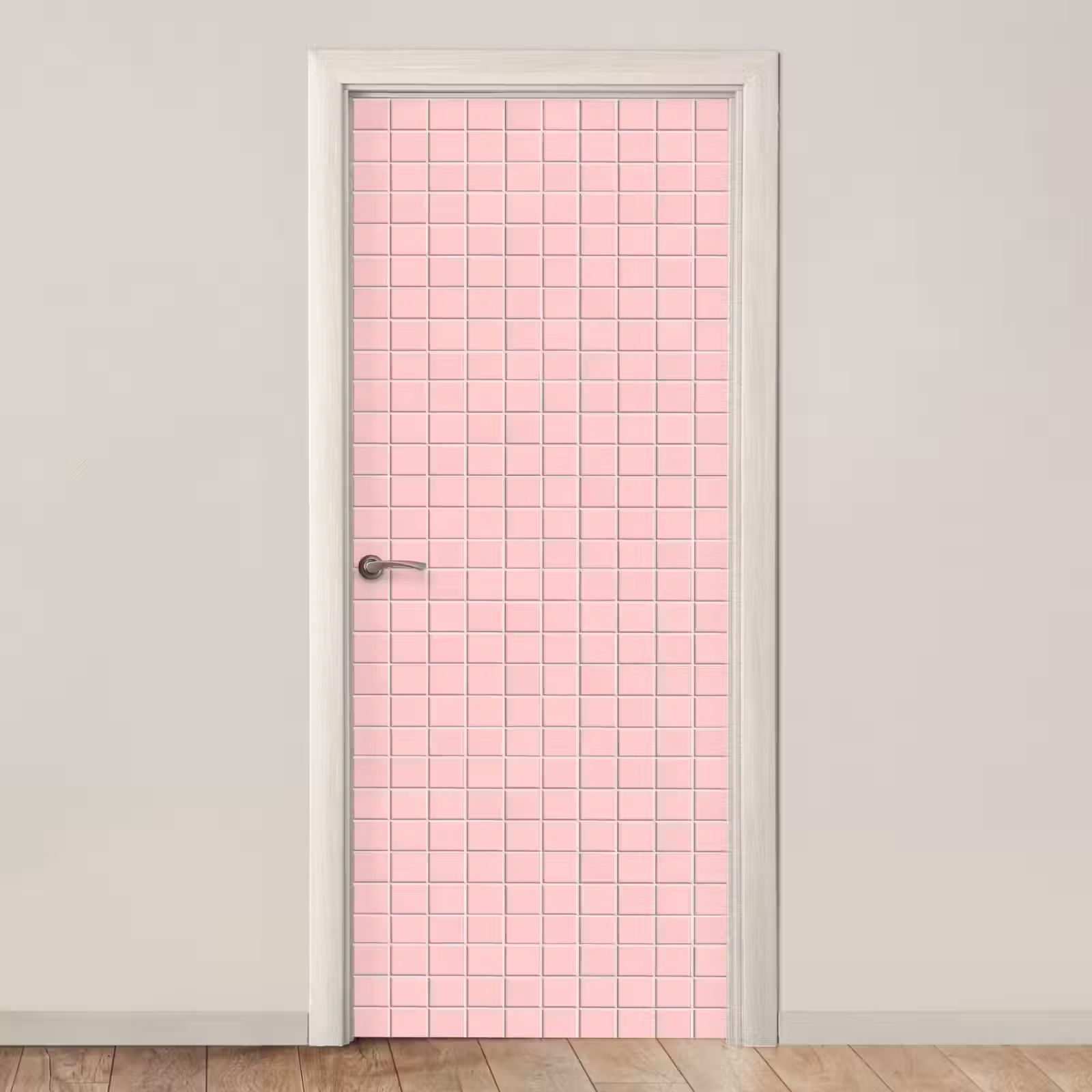 Deursticker - Patroon - Tegel - Pastelroze — 1