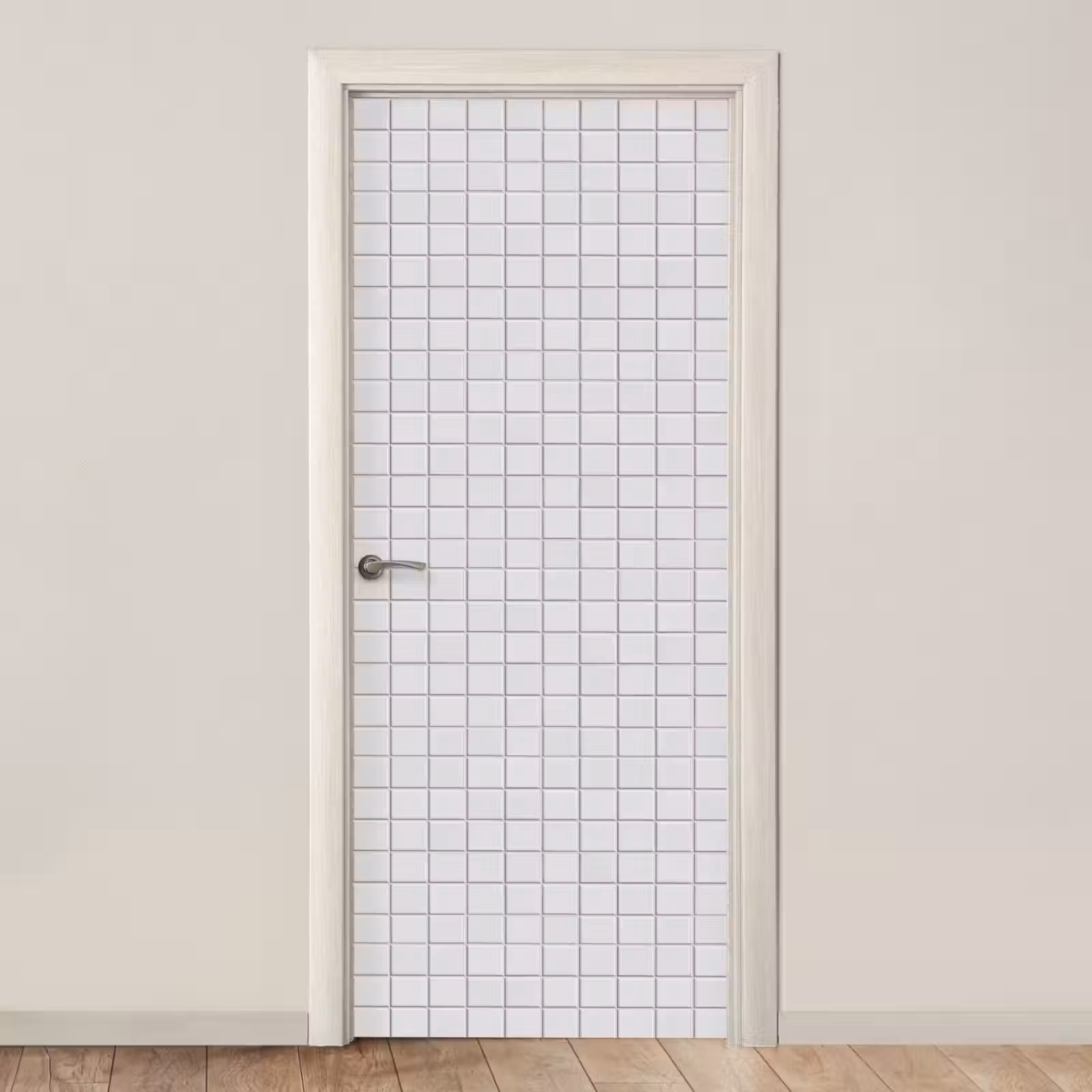 Deursticker - Patroon - Tegels - Grijs - Wit — 1