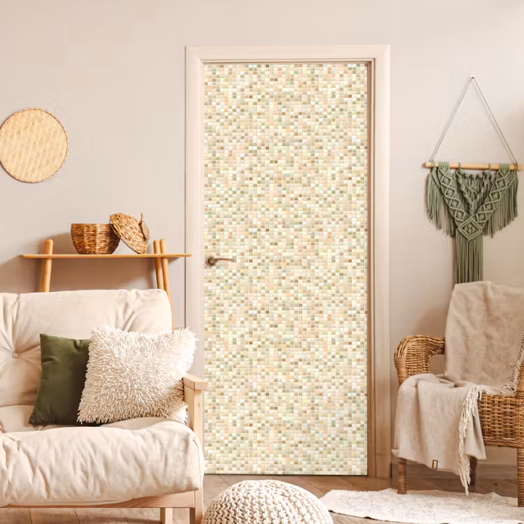 Deursticker - Mozaïek - Patroon - Beige — 4