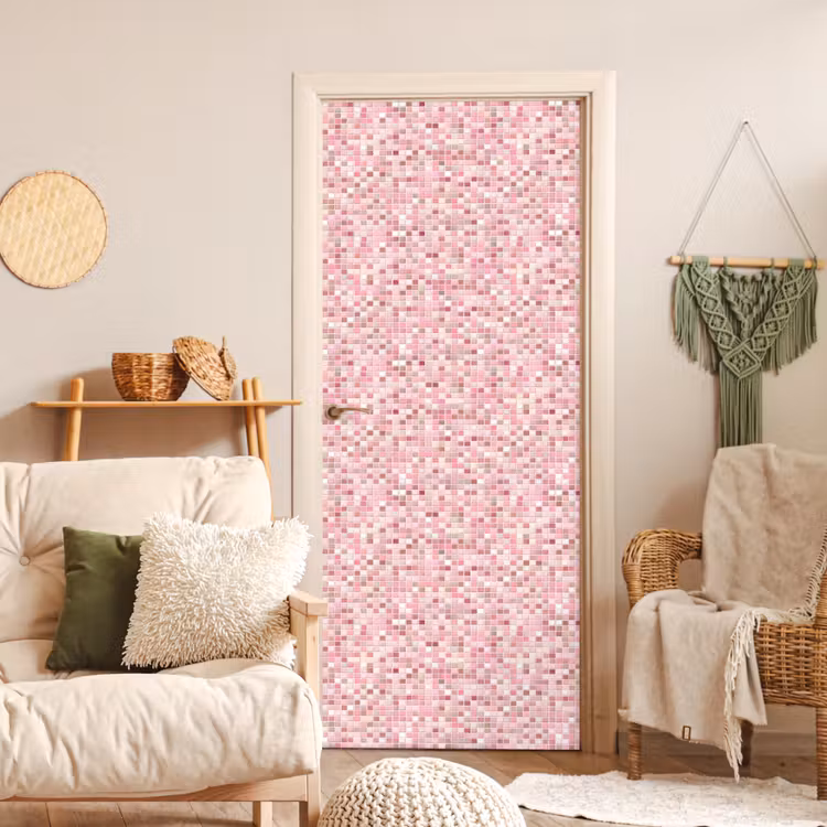 Deursticker - Mozaïek - Patroon - Roze — 4