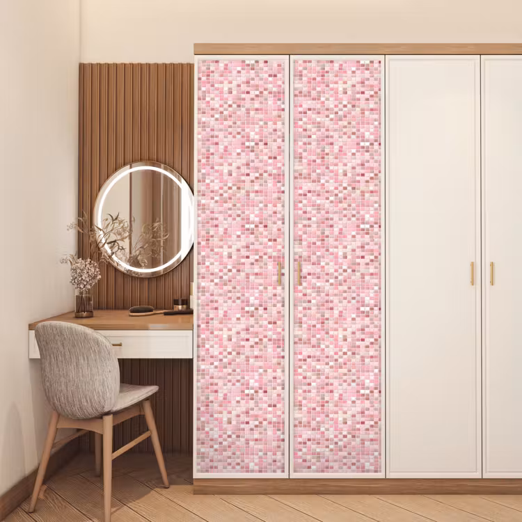 Deursticker - Mozaïek - Patroon - Roze — 5
