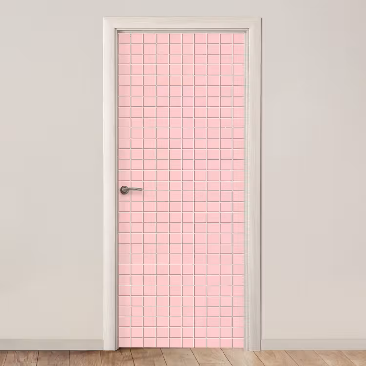 Deursticker - Patroon - Tegel - Pastelroze — 1