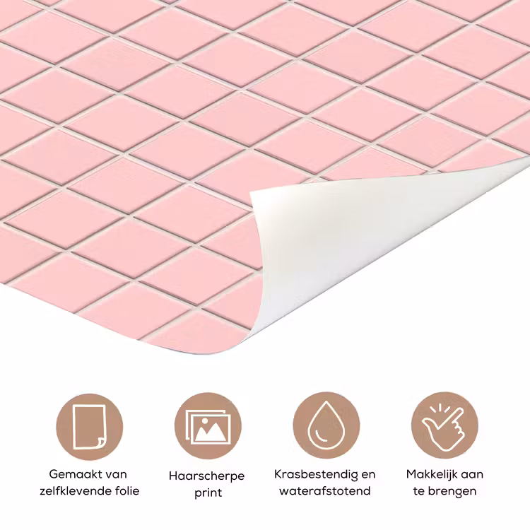 Deursticker - Patroon - Tegel - Pastelroze — 3