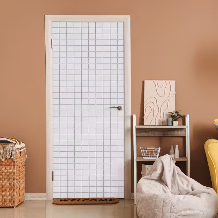 Deursticker - Patroon - Tegels - Grijs - Wit — 2