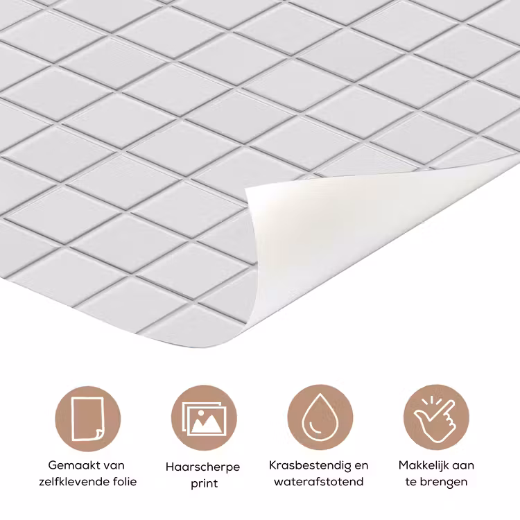 Deursticker - Patroon - Tegels - Grijs - Wit — 3