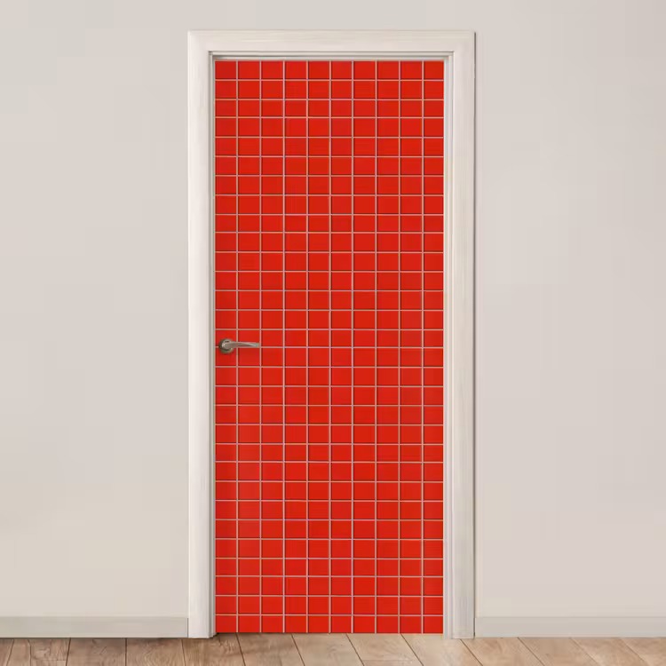 Deursticker - Tegel - Patroon - Kersen - Rood — 1