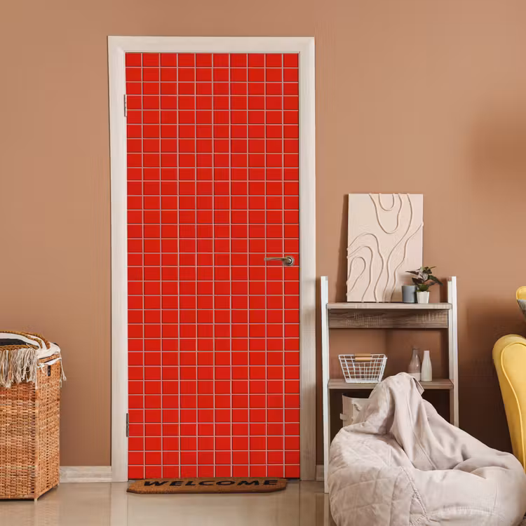 Deursticker - Tegel - Patroon - Kersen - Rood — 2