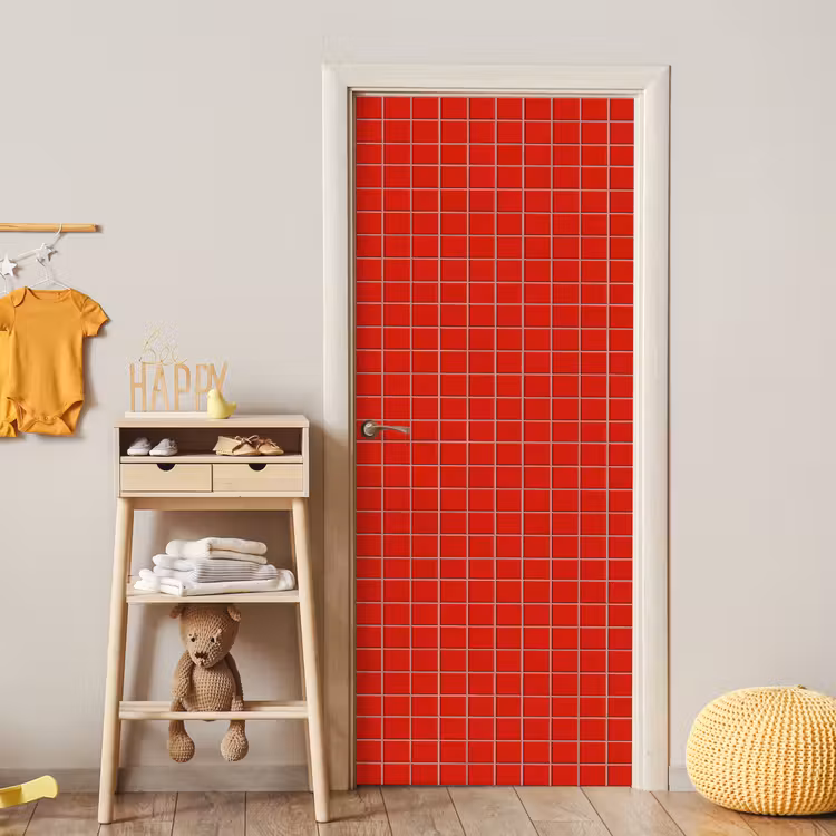 Deursticker - Tegel - Patroon - Kersen - Rood — 6