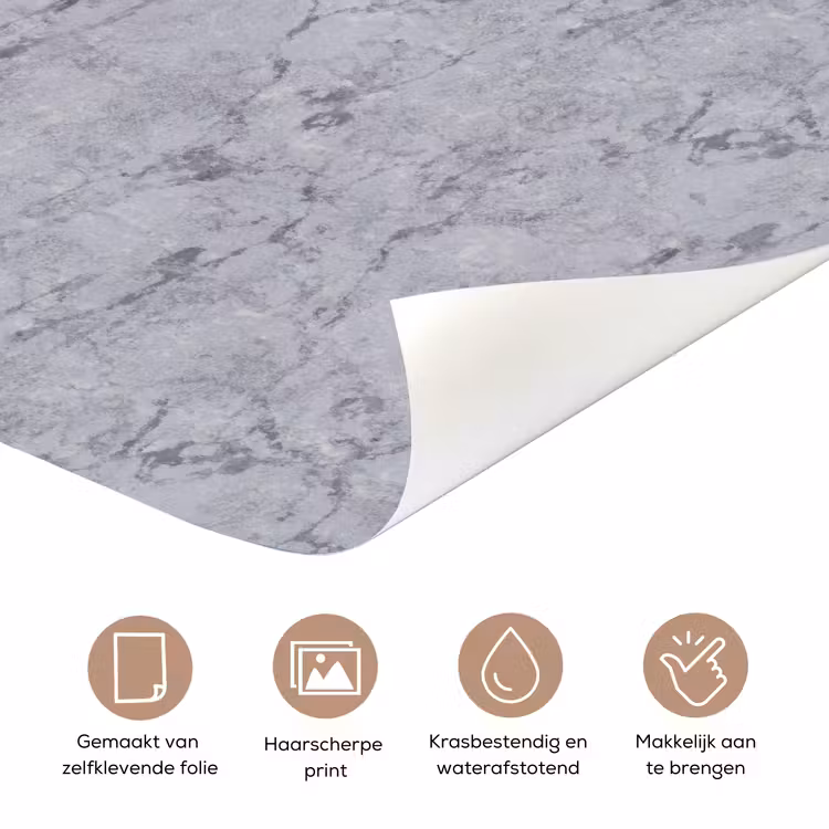 Deursticker - Marmerplaat - Patroon - Grijs — 3