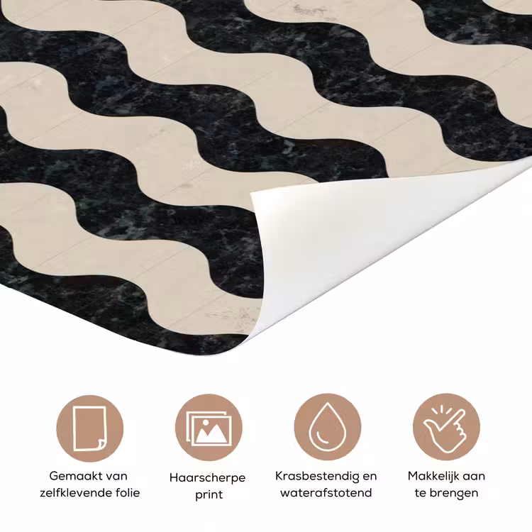 Deursticker - Patroon - Marmer - Groen - Cremé — 3