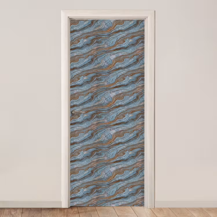 Deursticker - Patroon - Steen - Blauw — 1