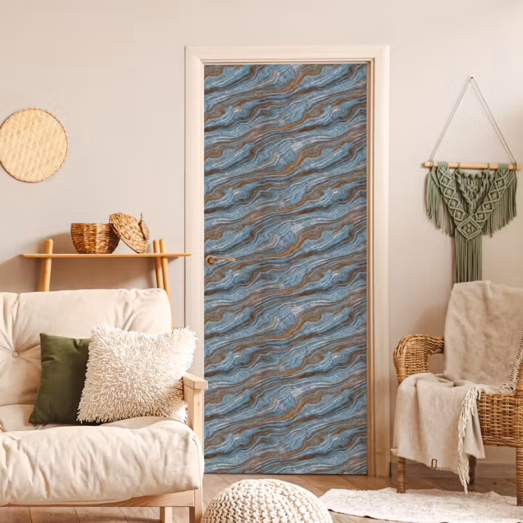 Deursticker - Patroon - Steen - Blauw — 4