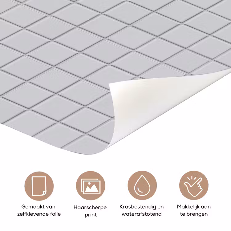 Deursticker - Patroon - Tegels - Licht - Grijs — 3