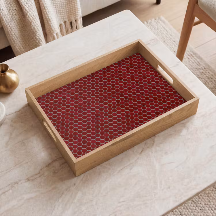 Dienblad - Penny - Mozaïek - Rond - Rood — 2