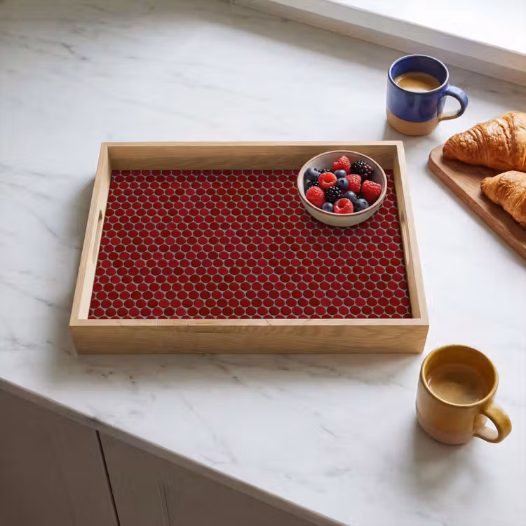 Dienblad - Penny - Mozaïek - Rond - Rood — 4
