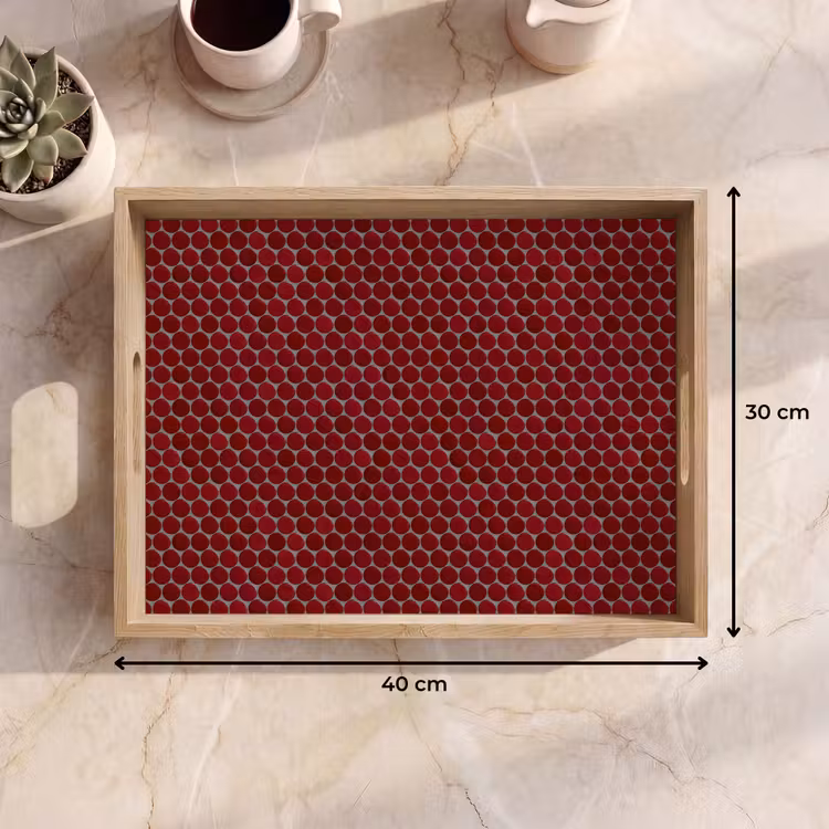 Dienblad - Penny - Mozaïek - Rond - Rood — 9