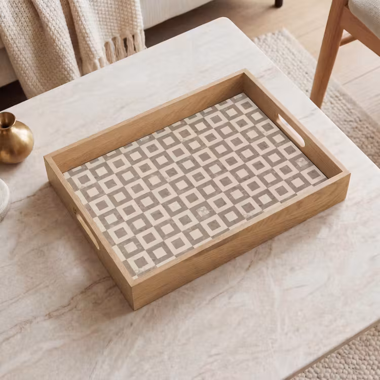 Dienblad - Patroon - Marmer - Beige — 2