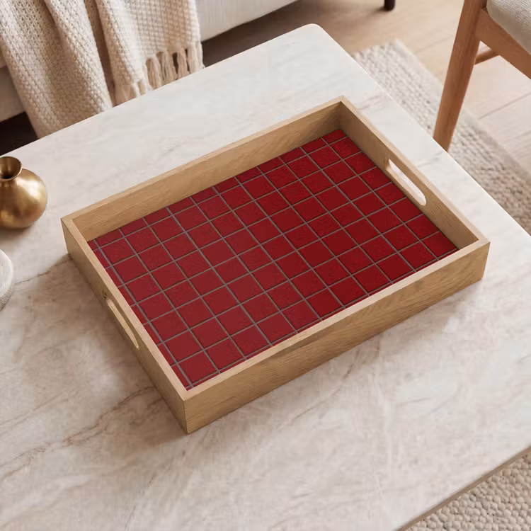 Dienblad - Patroon - Tegels - Burgundy — 2
