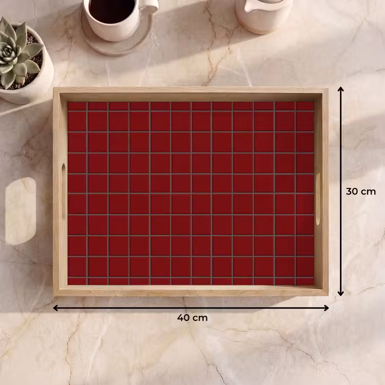 Dienblad - Patroon - Tegels - Burgundy — 9