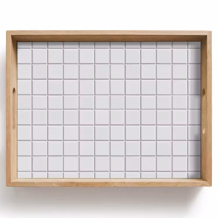 Dienblad - Patroon - Tegels - Grijs - Wit — 1