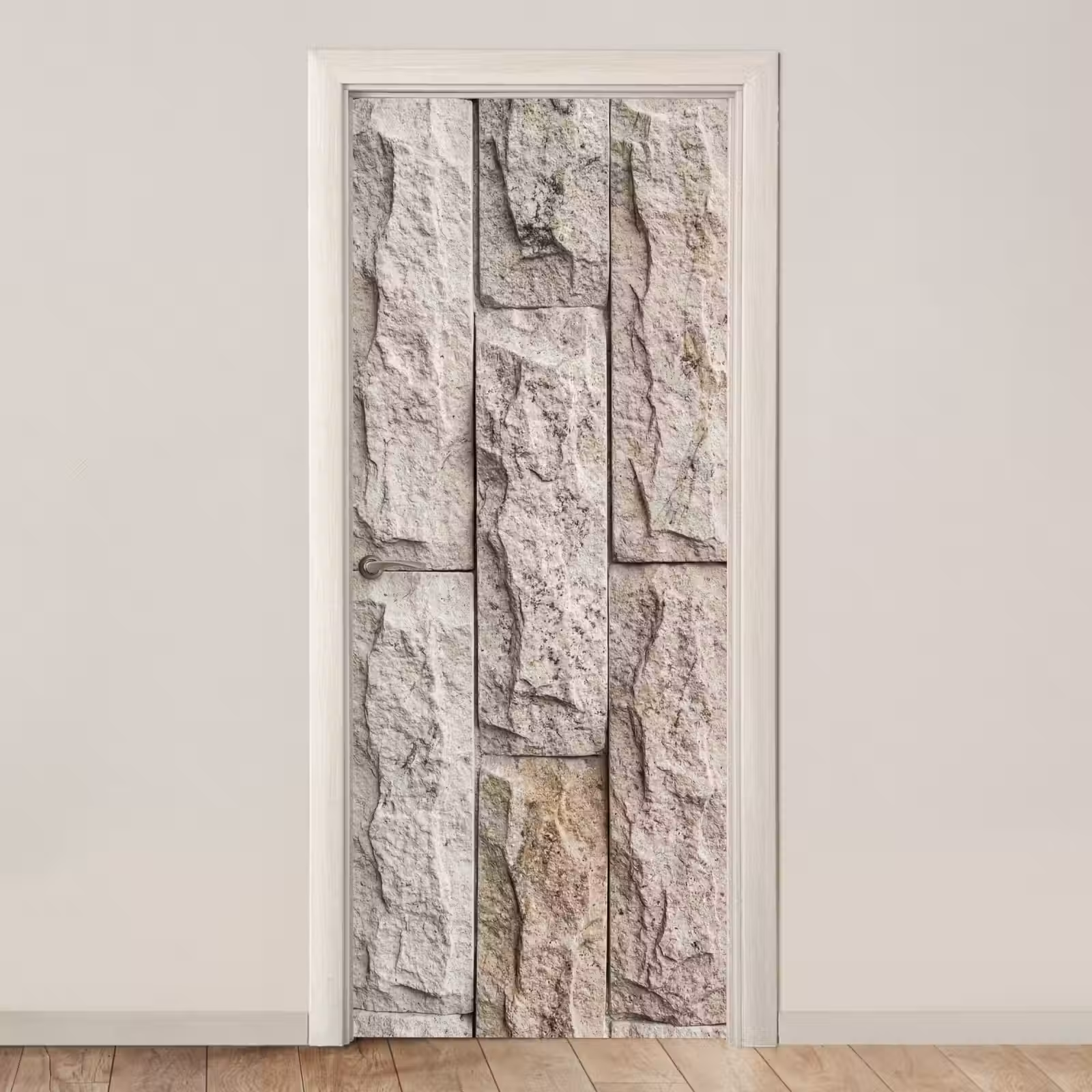 Deursticker - Muur - Steen - Ruw - Beige - Textuur — 1