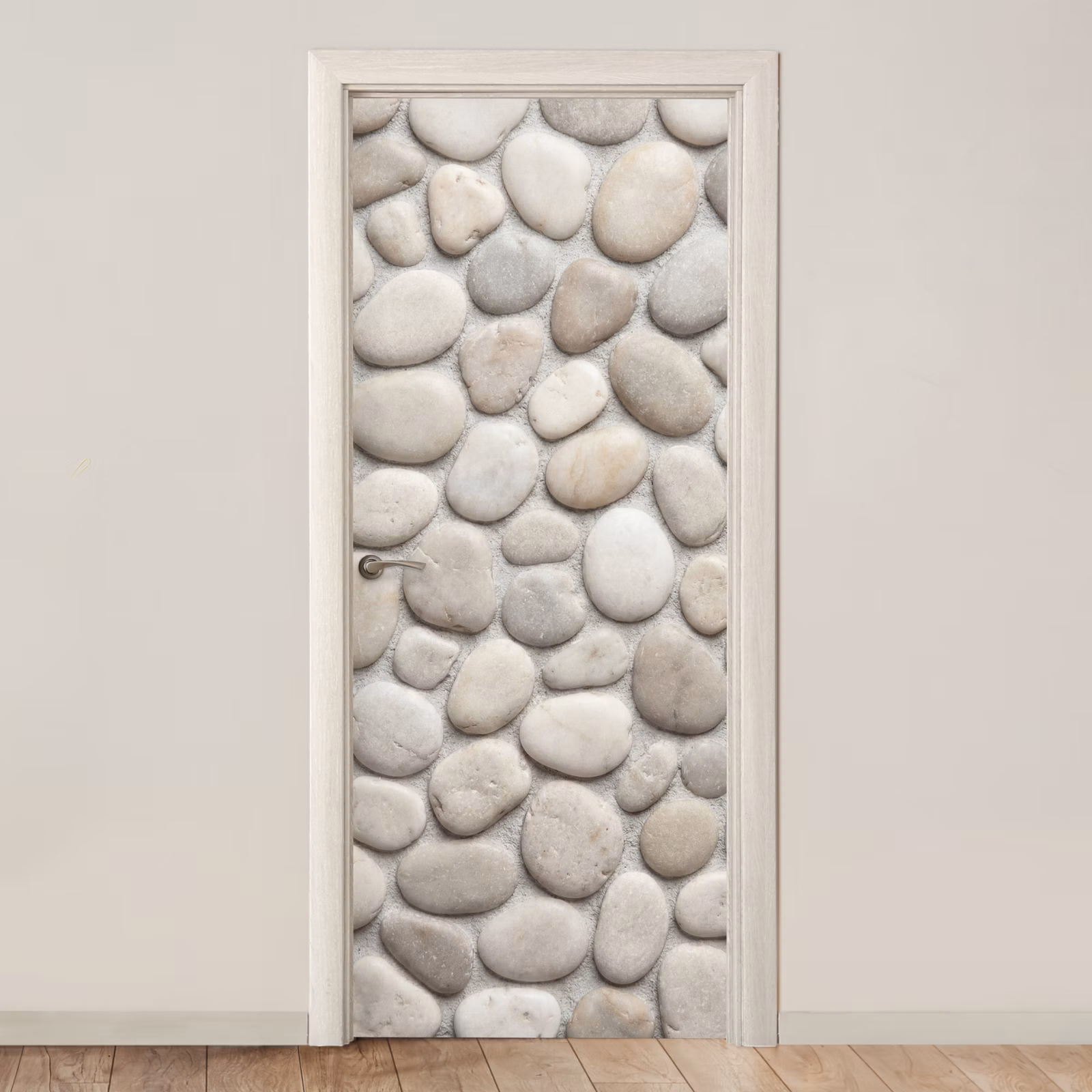 Deursticker - Steen - Kiezel - Natuur - Minimalistisch - Beige — 1