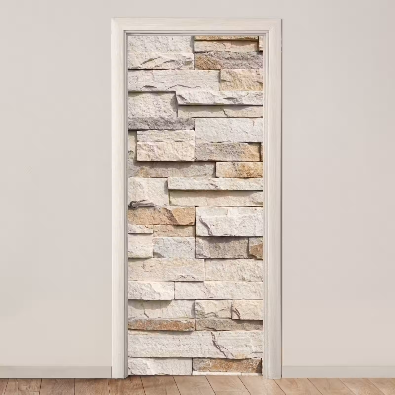 Deursticker - Steen - Muur - Textuur - Rustiek - Beige — 1