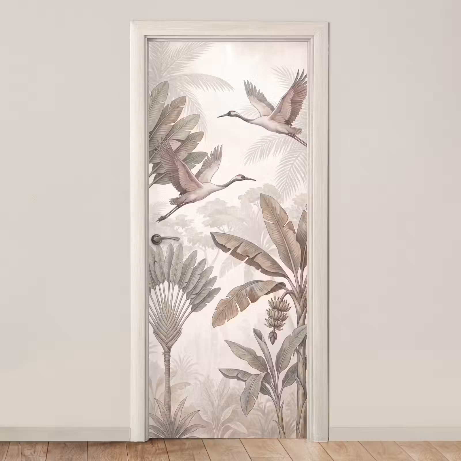 Deursticker - Vogel - Tropisch - Jungle - Natuur - Beige — 1