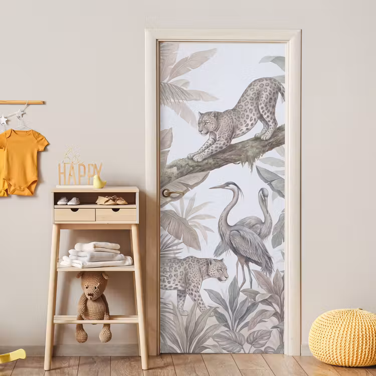 Deursticker - Kat - Vogel - Jungle - Illustratie - Dieren — 6