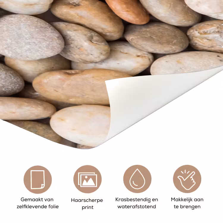 Deursticker - Kiezelstenen - Natuur - Textuur - Beige - Grijs — 3