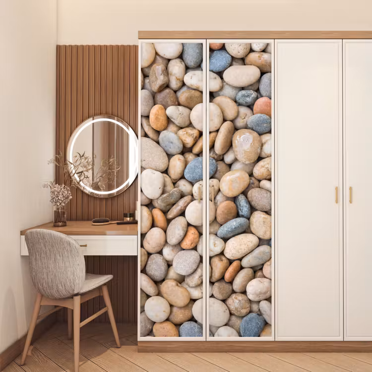 Deursticker - Kiezelstenen - Natuur - Textuur - Beige - Grijs — 5