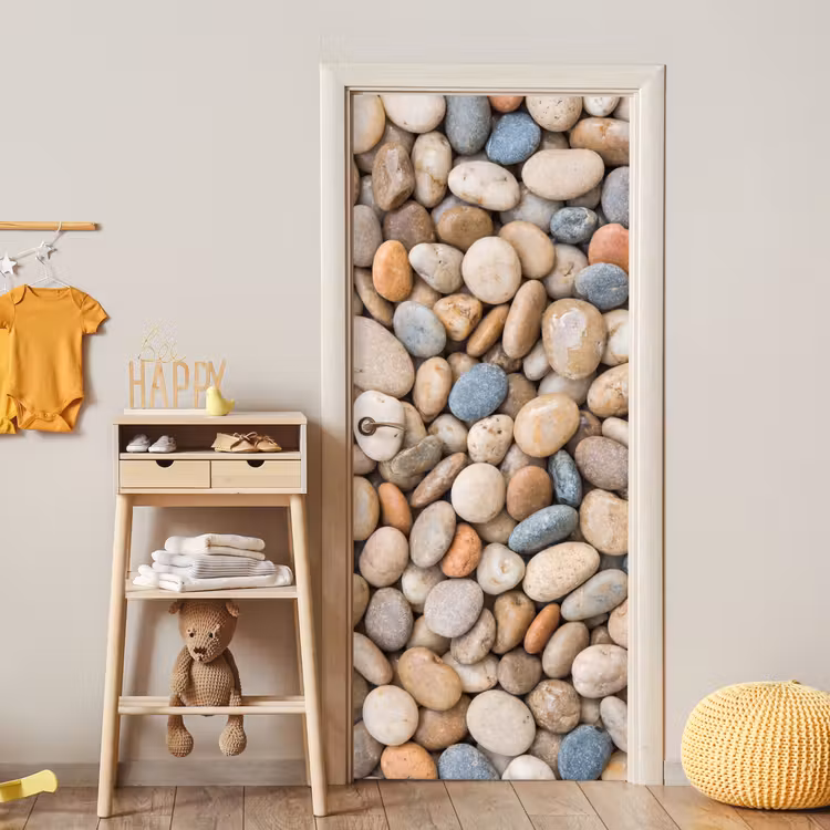 Deursticker - Kiezelstenen - Natuur - Textuur - Beige - Grijs — 6