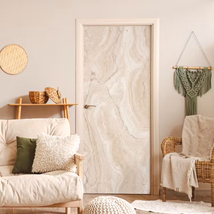 Deursticker - Marmer - Patroon - Beige - Steen - Abstract — 4