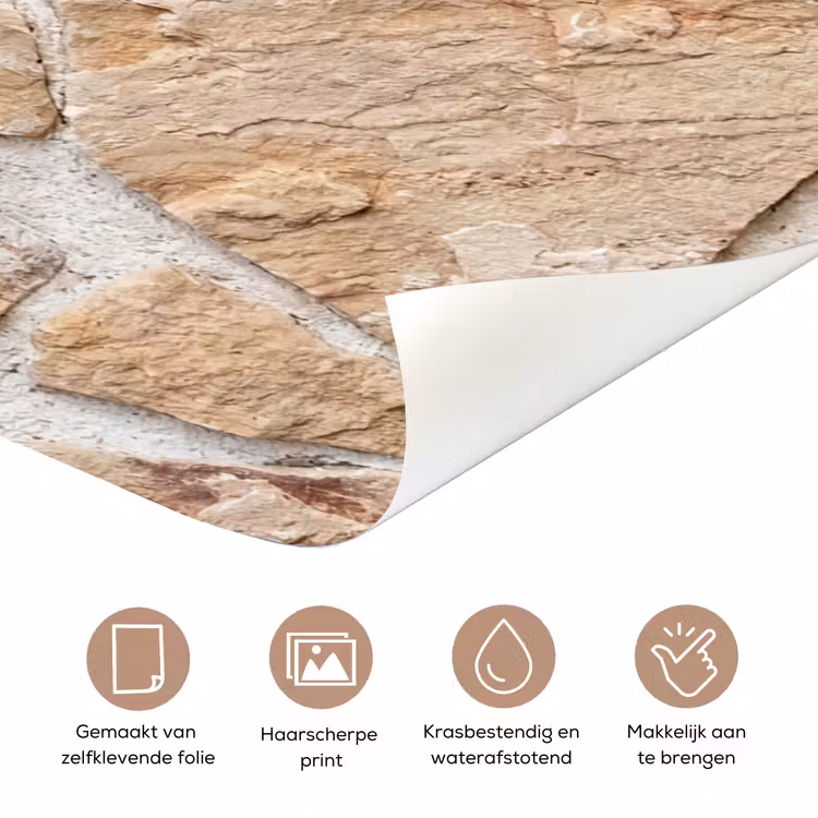 Deursticker - Muur - Steen - Patroon - Rustiek - Beige — 3