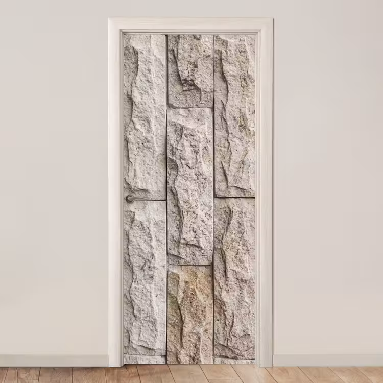 Deursticker - Muur - Steen - Ruw - Beige - Textuur — 1