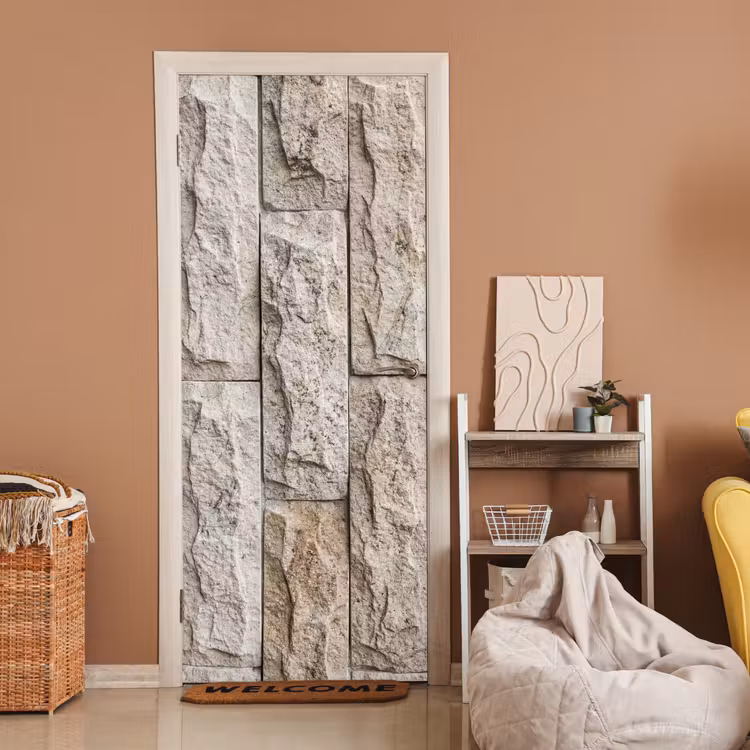 Deursticker - Muur - Steen - Ruw - Beige - Textuur — 2
