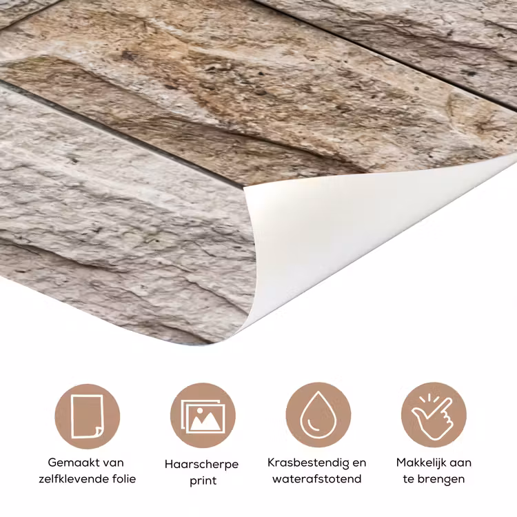 Deursticker - Muur - Steen - Ruw - Beige - Textuur — 3