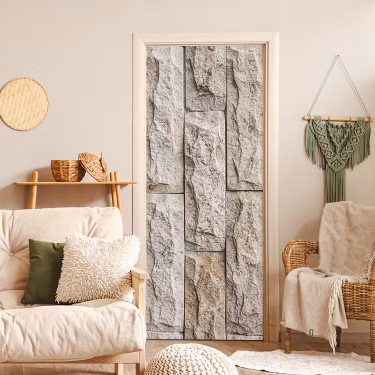 Deursticker - Muur - Steen - Ruw - Beige - Textuur — 4