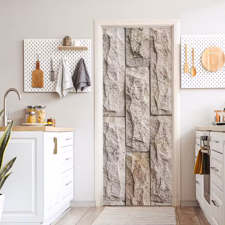 Deursticker - Muur - Steen - Ruw - Beige - Textuur — 7