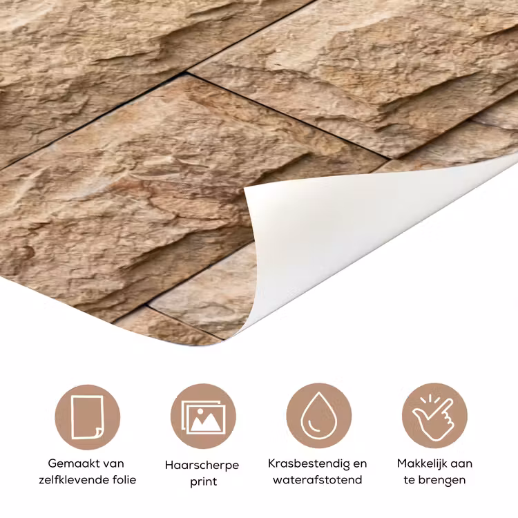 Deursticker - Muur - Steen - Ruw - Textuur - Beige — 3