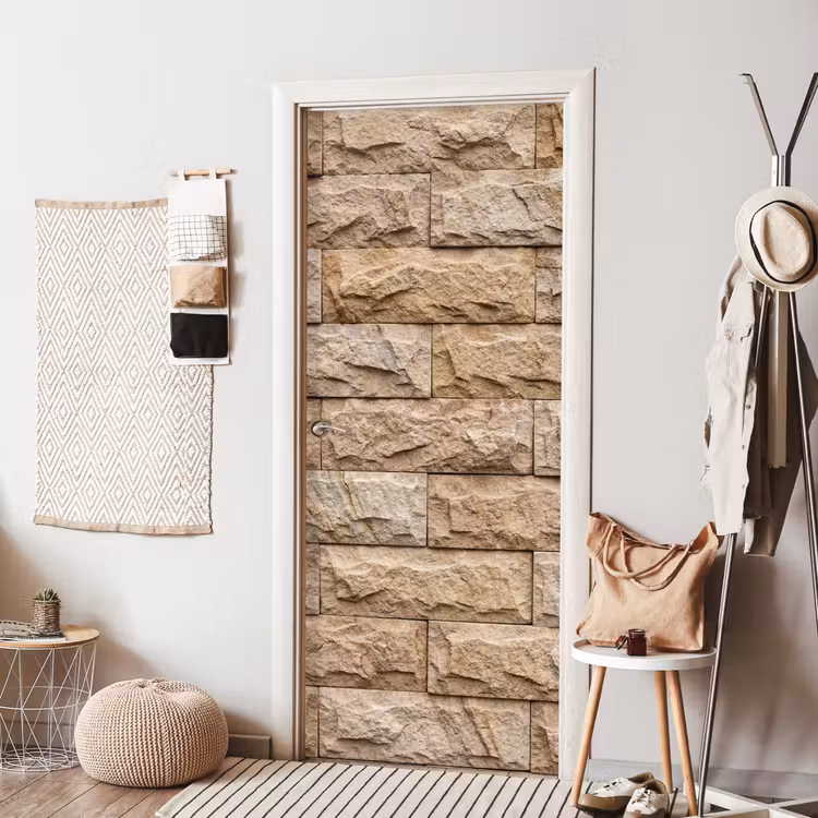 Deursticker - Muur - Steen - Ruw - Textuur - Beige — 8