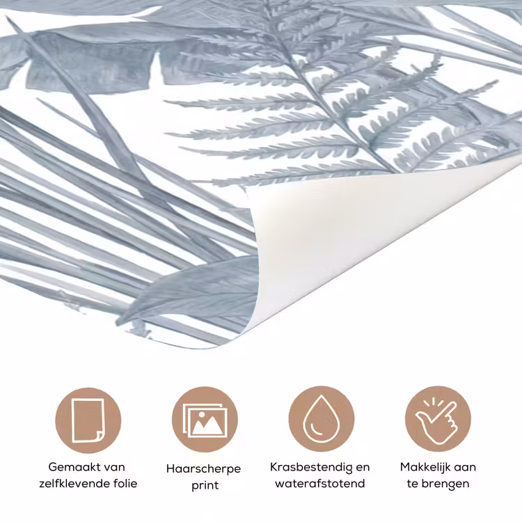 Deursticker - Planten - Bladeren - Natuur - Grijs — 3