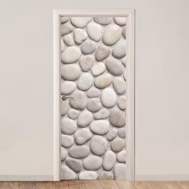 Deursticker - Steen - Kiezel - Natuur - Minimalistisch - Beige — 1