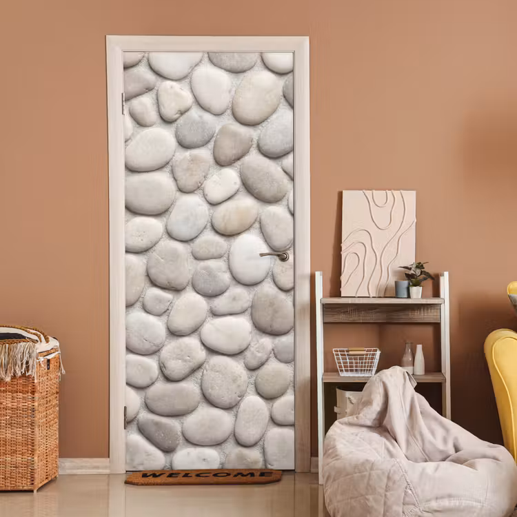 Deursticker - Steen - Kiezel - Natuur - Minimalistisch - Beige — 2